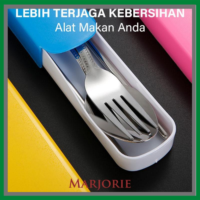 4PCS/ set Alat Makan Travel Korea Sumpit Portable Sendok Garpu Sumpit Stainless Steel 410 Include Kotak-MJD