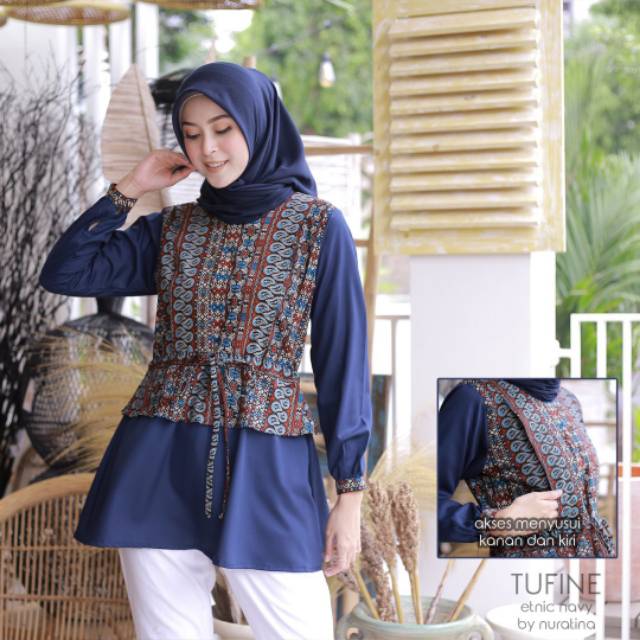 Tufine Chart 3 Etnic Navy TUNIK BAJU MENYUSUI By Nuratina