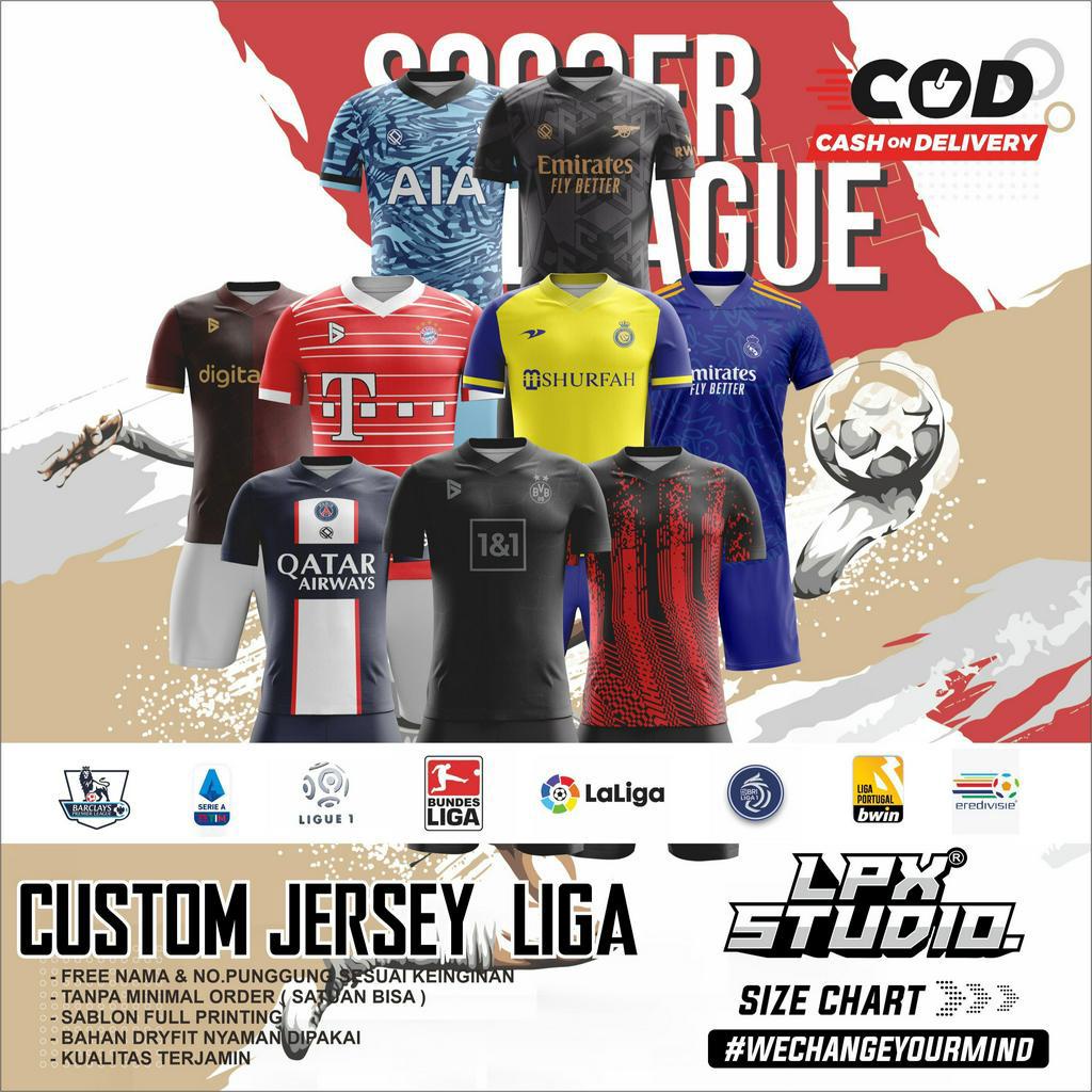 Jersey Custom Nama Baju Bola Liga Dunia Terbaru