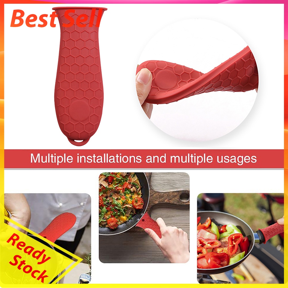 Silicone Anti-Hot Pot Handle Grip Cover Non-Slip Honeycomb Skillet Sleeve