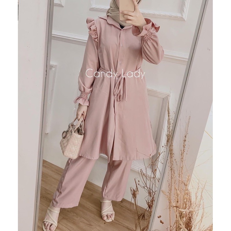 (AMD) ONE SET MENDY DAILY BUSUI WANITA TUNIK SET MOSCREPE