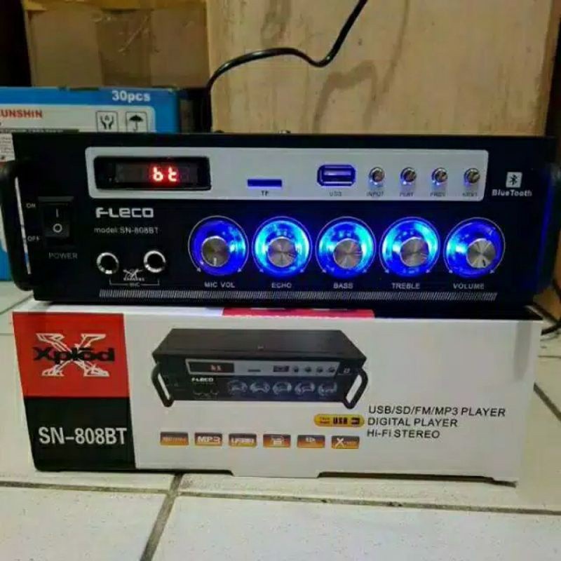 COD Amplifier FLECO AK-808BT Bluetooth Stereo Ampli + USB + FM Radio//AMPLI KARAOKE FLECO AK-808BT