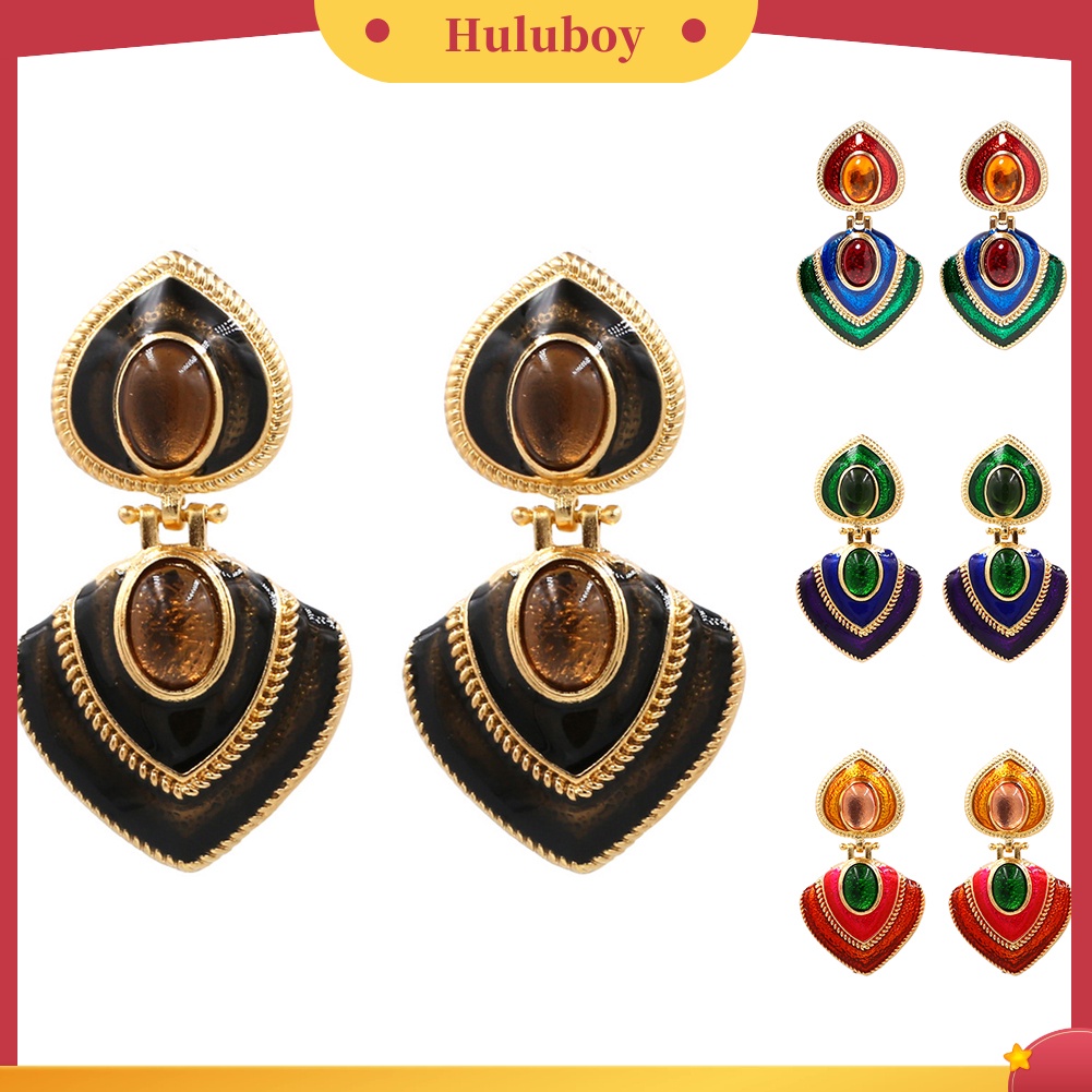 Hu Hu Hu Hu Hu Alat Bantu Pasang Kacamata♡ Anting Tusuk Gantung Wanita Desain Hati Enamel Hias Permata Imitasi Warna Warni Untuk Hadiah