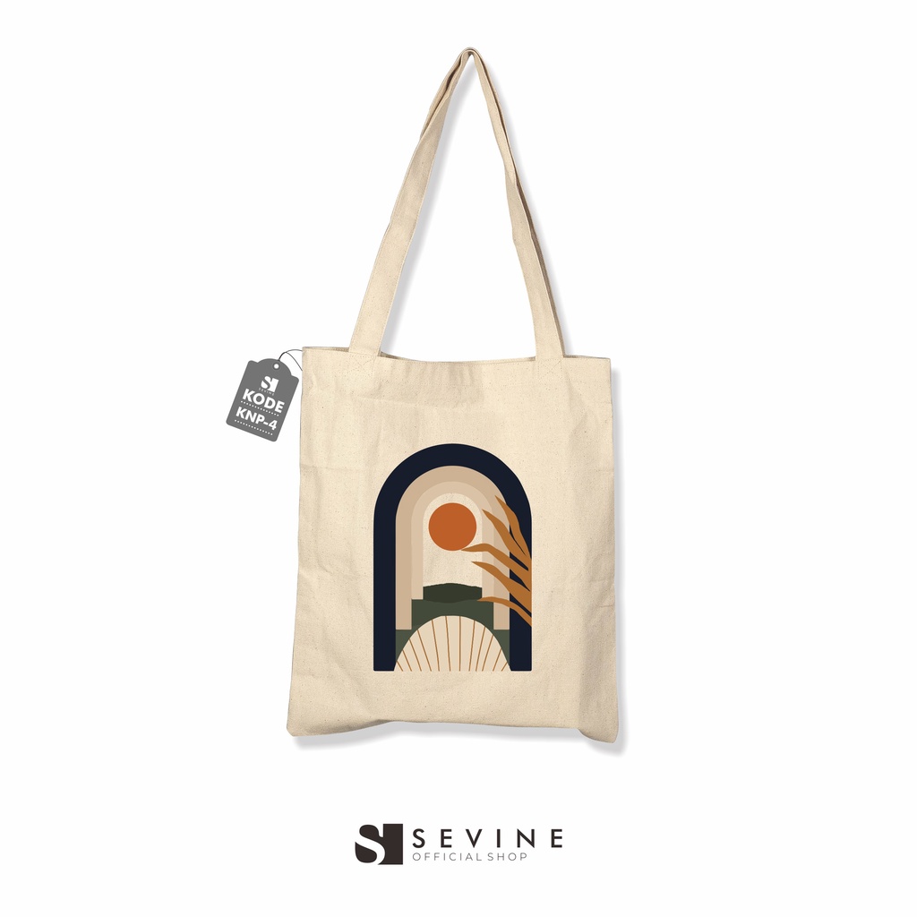 Sevine Tote Bag Kanvas Tas Fashion Totebag Wanita DTF Printing Nordic Aesthetic Series - KNP4