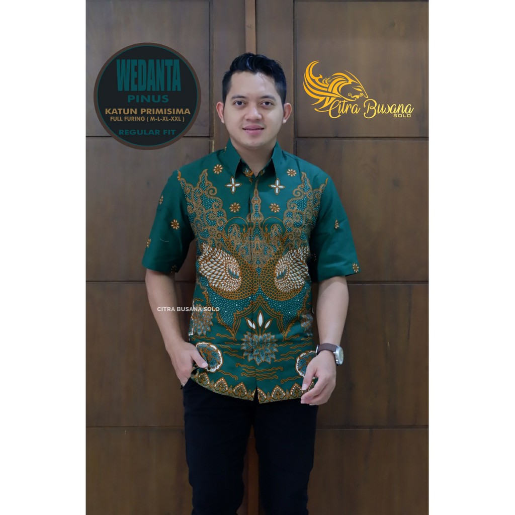 WEDANTA PINUS PENDEK Kemeja Batik Pria Full Furing Bahan Katun Halus Primisima