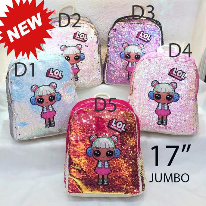 TAS RANSEL Sequin JUMBO LOL Payet Manik2 Ukuran Besar SD Sampai Remaja