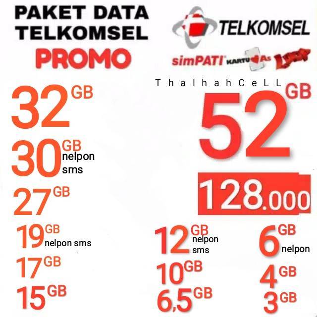 Hot Promo Paket Telkomsel 52gb 4gb 10gb 15gb