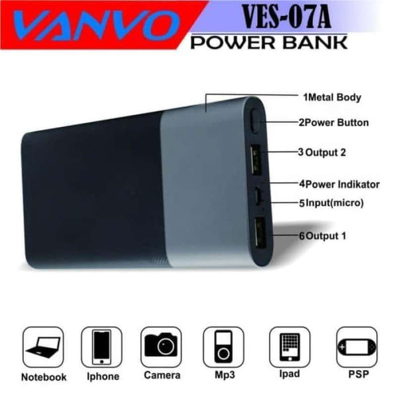 VANVO PowerBank 10.000mAh Vanvo VES-07A 10000mAh - POWER BANK VANVO 2 USB OUTPUT