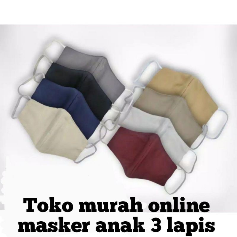TOKO MURAH ONLINE Masker anak kain 3 lapis/masker polos anak/masker motif