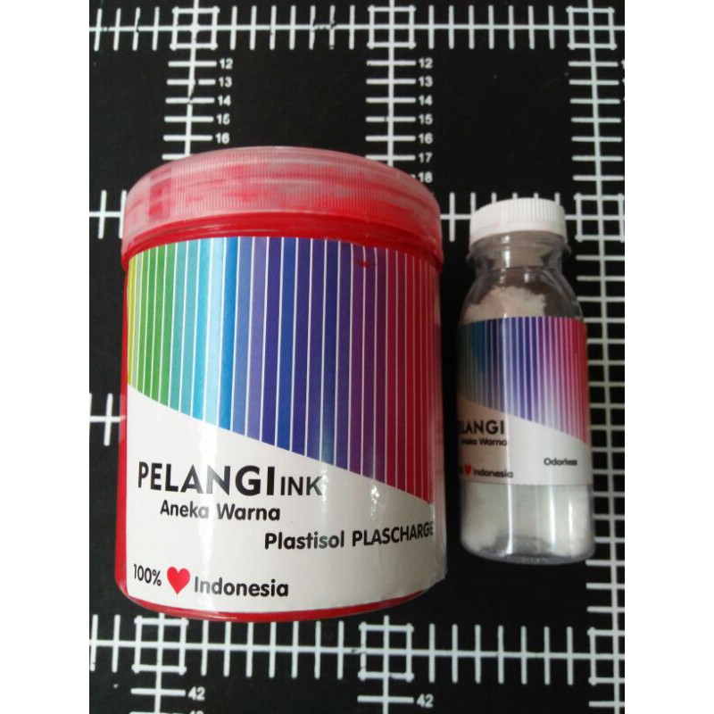 Plascharge red 500 gram cat tinta plastisol merah utk meja sablon thailand rotary rell portable
