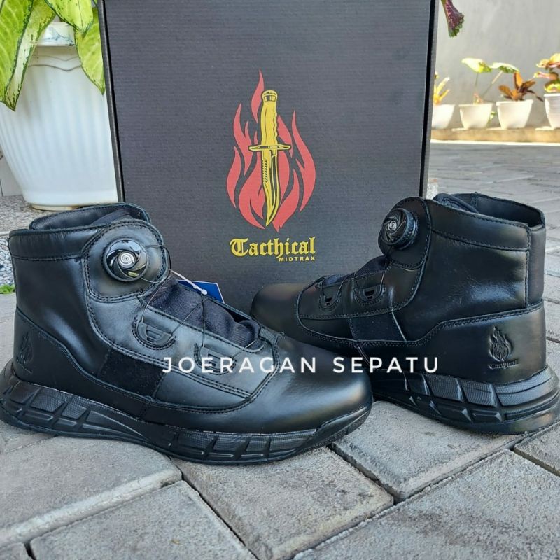 SEPATU PDL TNI POLRI TALI PUTAR TACTICAL MIDTRAX POLOS KULIT ASLI SEPATU PDL TACTICAL