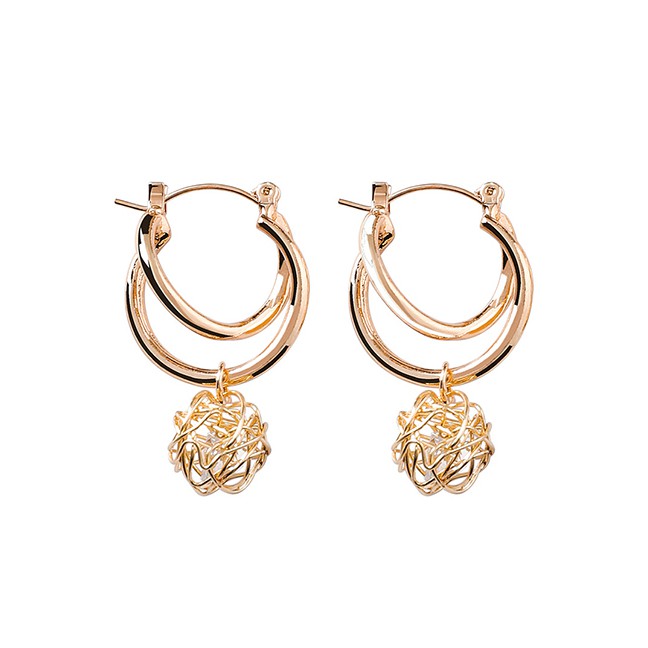 LRC Anting Tusuk Fashion Gold Gold Skein Crystal Earrings F48294