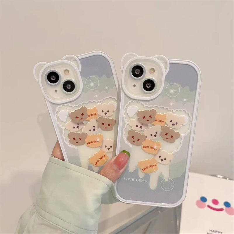 Soft Case Silikon TPU Motif Kepala Beruang Untuk iPhone 13 12 11 Pro Max X Xr Xs Max SE 2020 8 7 6 6s Plus