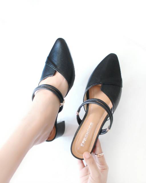 Sepatu Heels Hak Tahu 5Cm Wanita Kerja Pesta Kulit Bk01