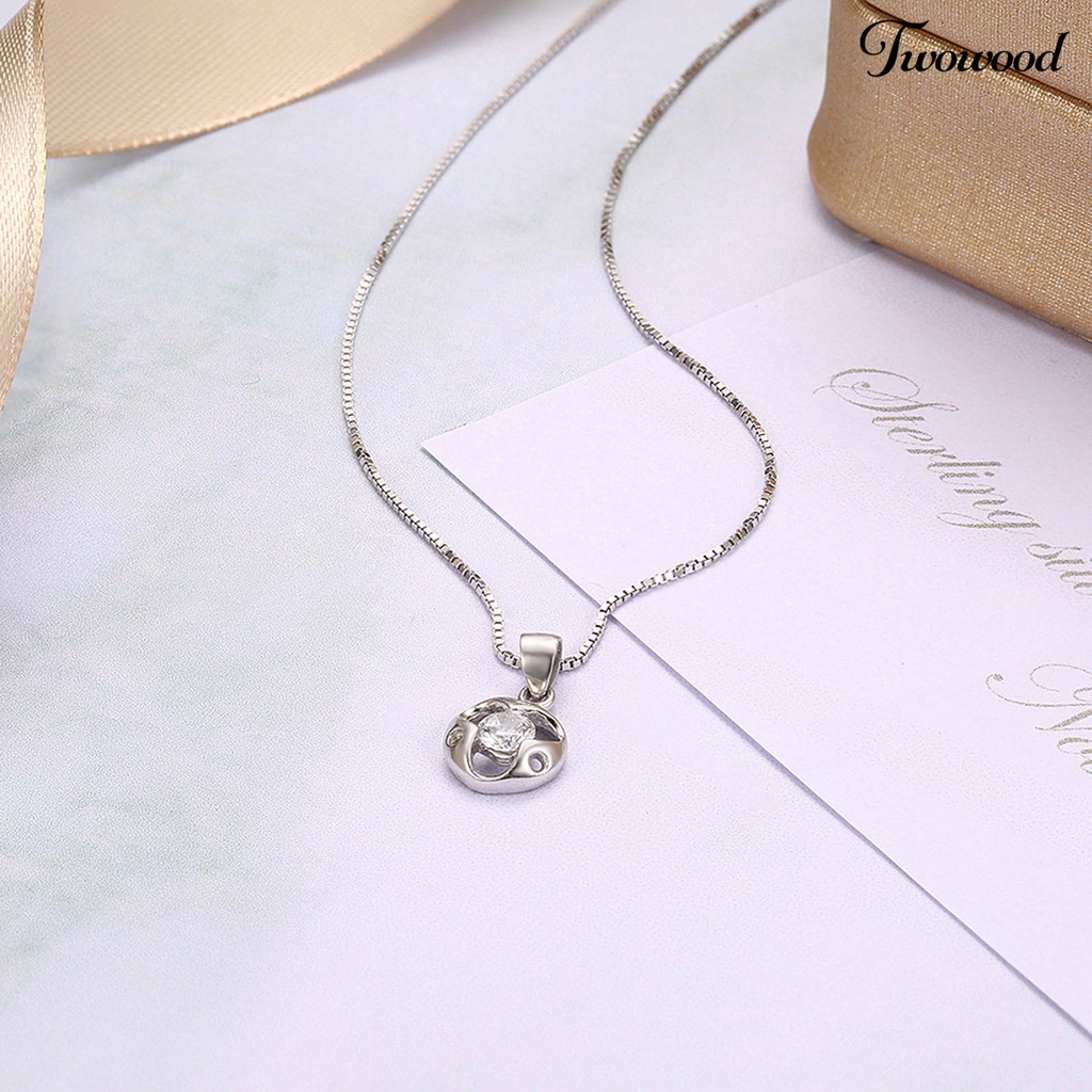 Kalung 925 Silverhoo Bentuk Lingkaran Model Hollow Bahan Cubic Zirconia Untuk Pesta