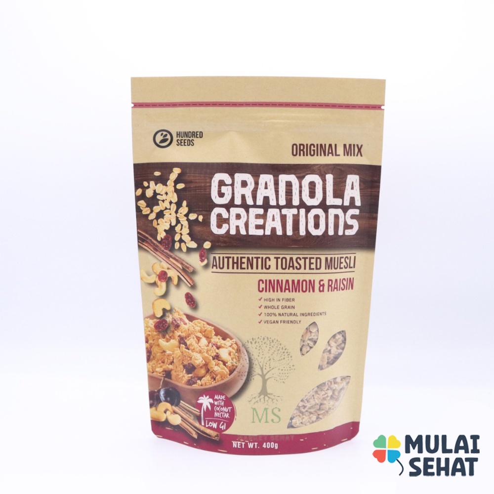 

Granola Creations Cinnamon & Raisin 400g | Hundred Seeds - camilan sereal granola - granola