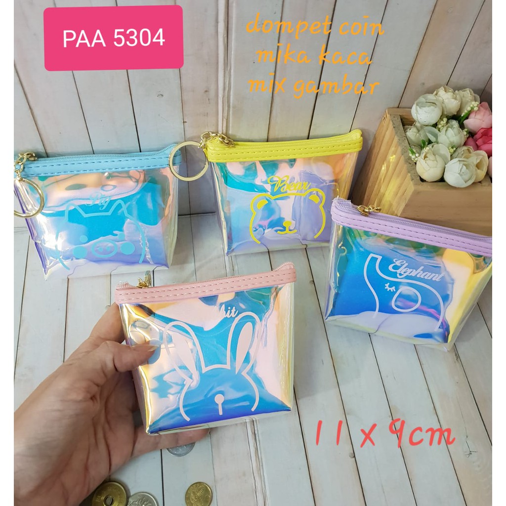 Dompet Koin Transparan Laser Gambar Kotak FS0148