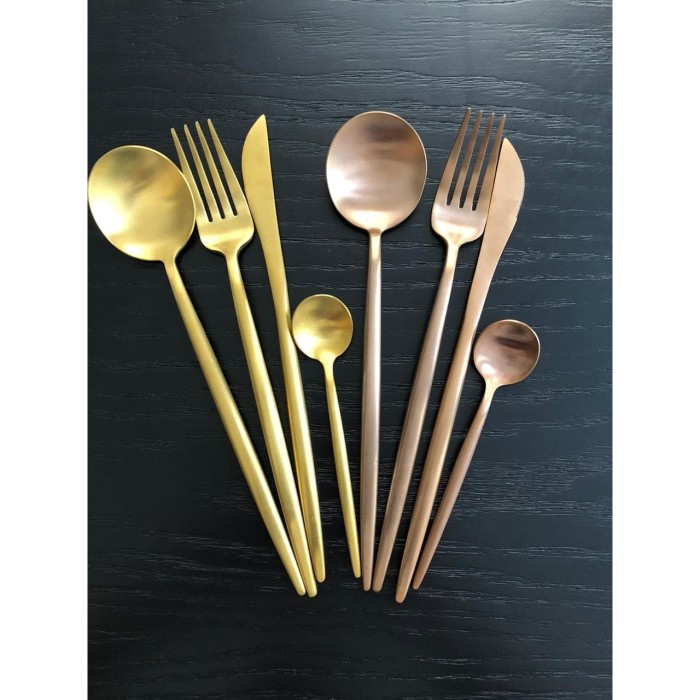 [[READY]] Sendok / Garpu/ Pisau / Sendok Teh - Stainless Steel Gold - Gold