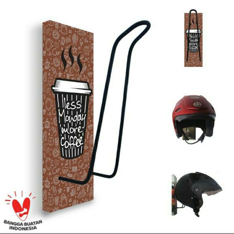 Rak Helm/ Rak Helm Gantung Kayu/ Gantungan Helm/ Rak Helm Kayu Kopi