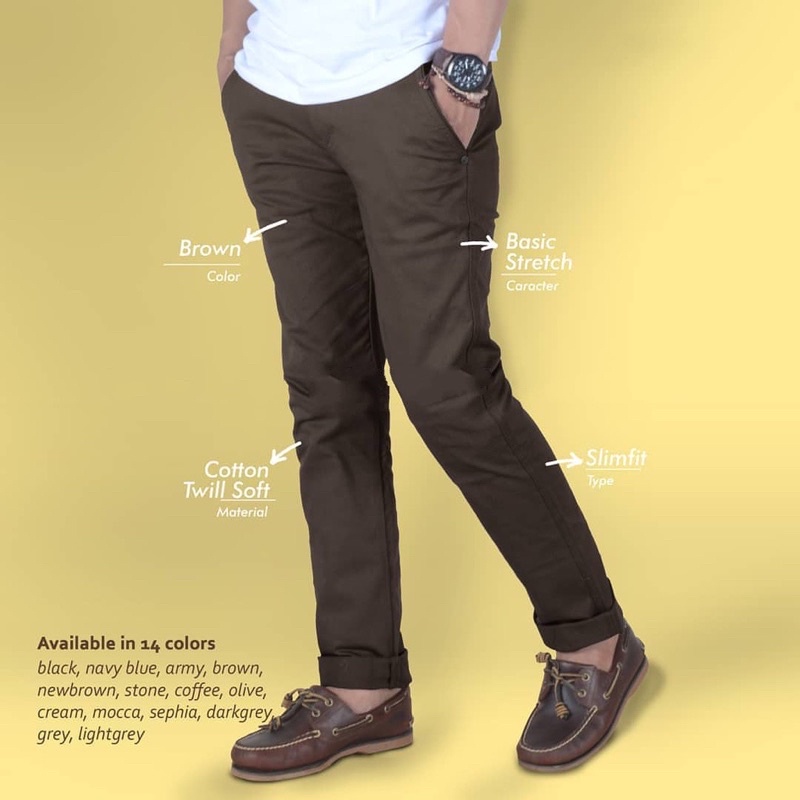 TERLARIS CHINO PREMIUM MALMO - CHINOS REAL PICT CELANA CHINO PANJANG PRIA ORIGINAL PREMIUM CELANA PRIA SLIM FIT STRETCH CASUAL FORMAL CHINOS PREMIUM MALMO-Brown