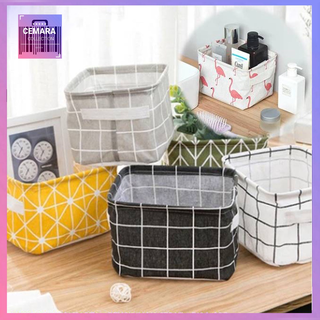 Keranjang Box Mini Storage Box Lipat Multifungsi Tempat Penyimpanan - BEAR PINK / Box Serbaguna / Te