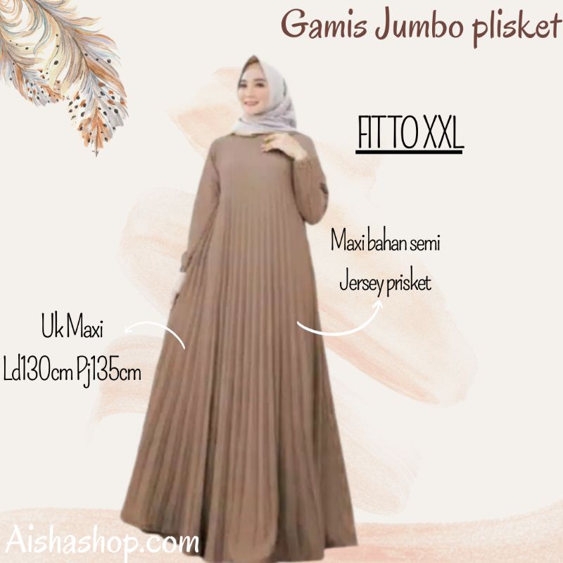 GAMIS JUMBO PLISKET REAL PICT // BAHAN SEMI JERSEY PRISKET LD 100-120CM PJ. 135 CM