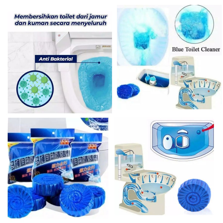 TABLET BIRU PEMBUNUH BAKTERI KLOSET TOILET PENYEGAR/CLEANER/PEMBERSIH KLOSET TOILET 50 GRAM