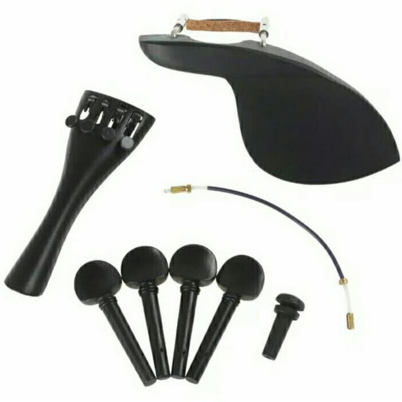 aksesoris biola 1 set warna hitam peg chin rest tail piece Violin accessories set (AB1850)