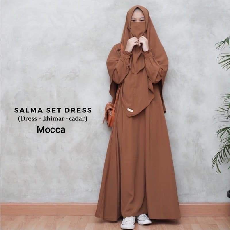 GAMIS SET JILBAB SALMA SET SYARI GAMIS SYARI SET KHIMAR PLUS CADAR GAMIS SYARI POLOS GAMIS DRESS POL