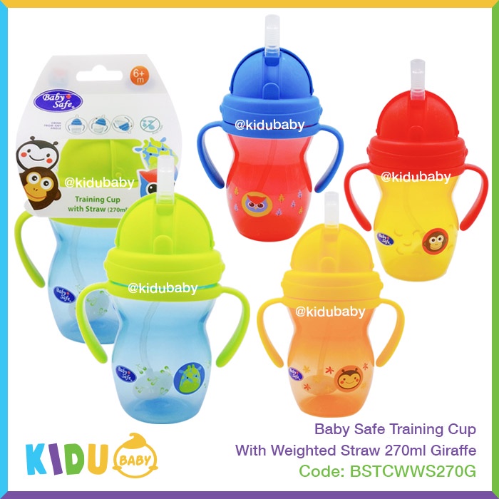 Baby Safe Botol Minum Anak Training Cup With Weighted Straw 270ml Kidu Baby