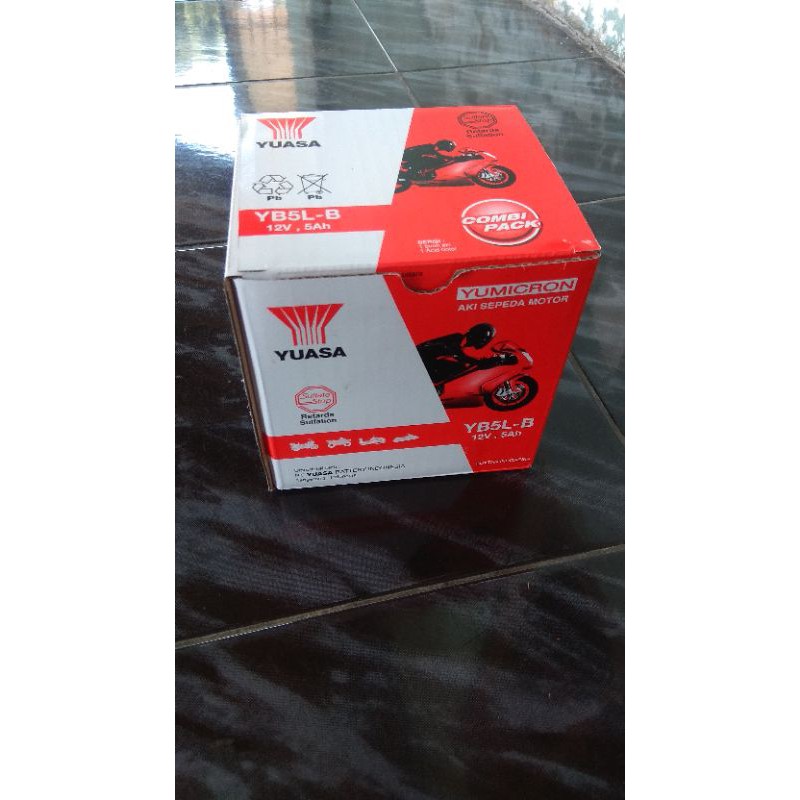 Aki YB5L-B YUASA Motor Basah 5Ah 5 Ampere YB5LB Grand Supra Vega Revo Lama Mio Karbu Original Ori AS
