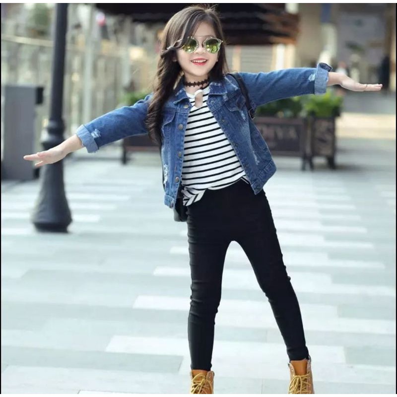 Legging Anak Semi denim Perempuan Impor 3-9 tahun/Celana Legging anak perempuan Import