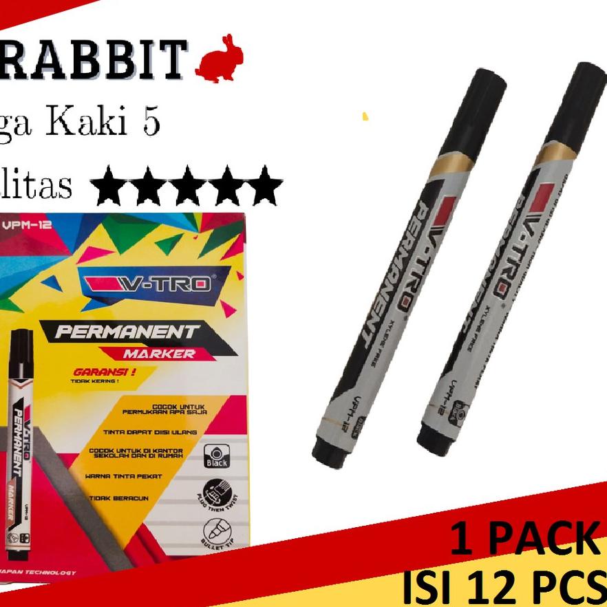 

Termurah Spidol Permanen / Permanent Marker / Marker Warna Hitam VPM-12 / Tidak Bisa dihapus