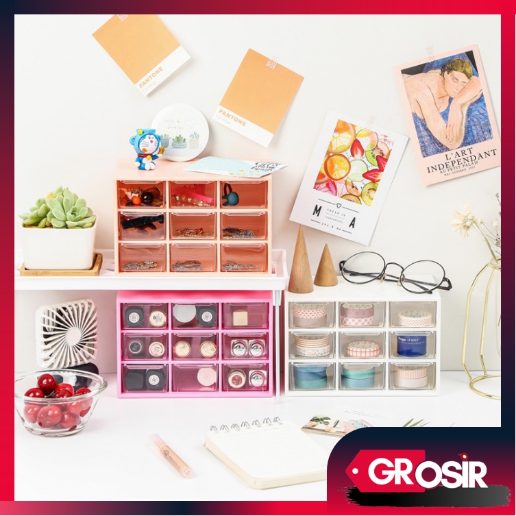 Grosir - R7007 Tempat Laci 9 Slot / Kotak Laci 9 Slot Serbaguna / Rak Penyimpanan / Rak Perhiasan