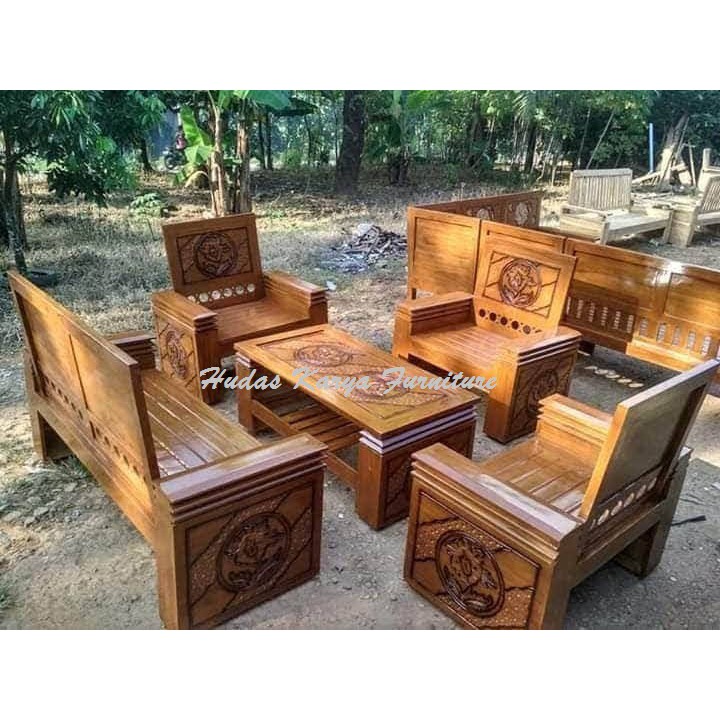 Sofa tamu minimalis kayu jati furniture jepara
