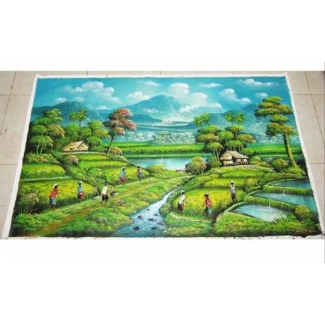 lukisan pemandangan desa
