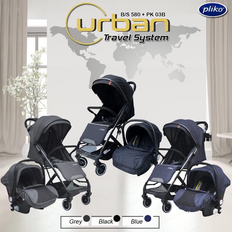 Pliko Urban Travel system Kereta Dorong Bayi Stroller Pliko BS 580 + PK 03 B Urban Travel System/ Stroller set Carseat