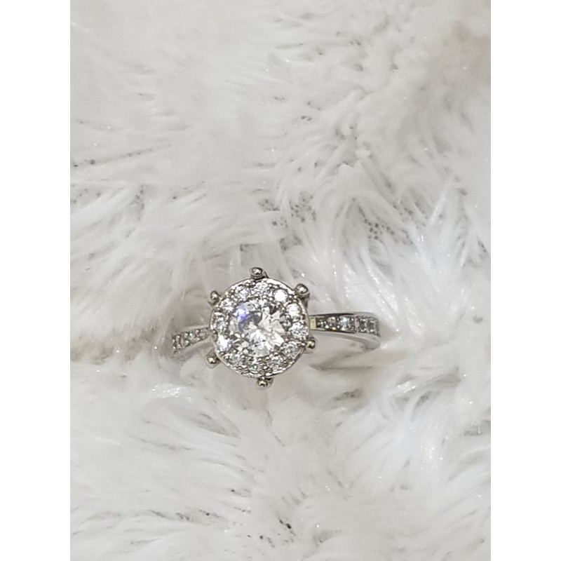 cincin wanita  silver mata zircon