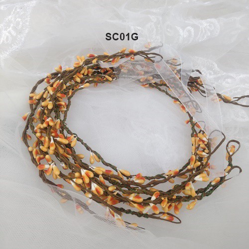 [STOCK TERBATAS] AKSESORIS RAMBUT FLOWER CROWN WEDDING BANDO BUNGA ORANGE SC01G