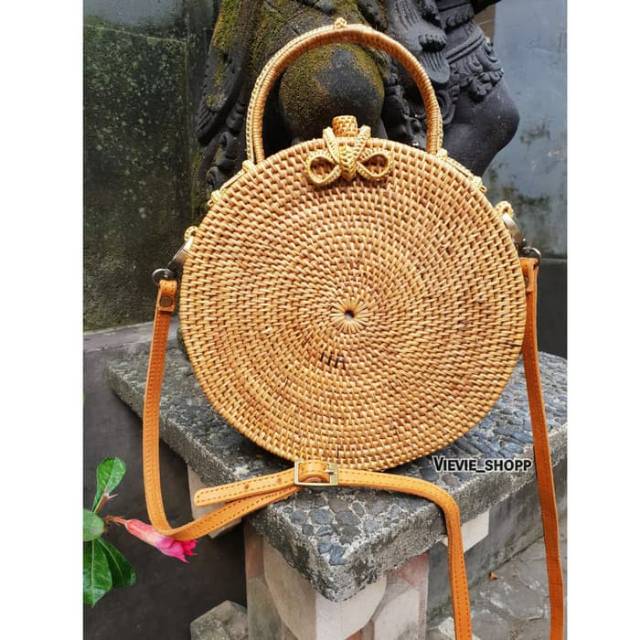 [BISA COD] TAS WANITA ROTAN DOUBLE HANDLE 20CM