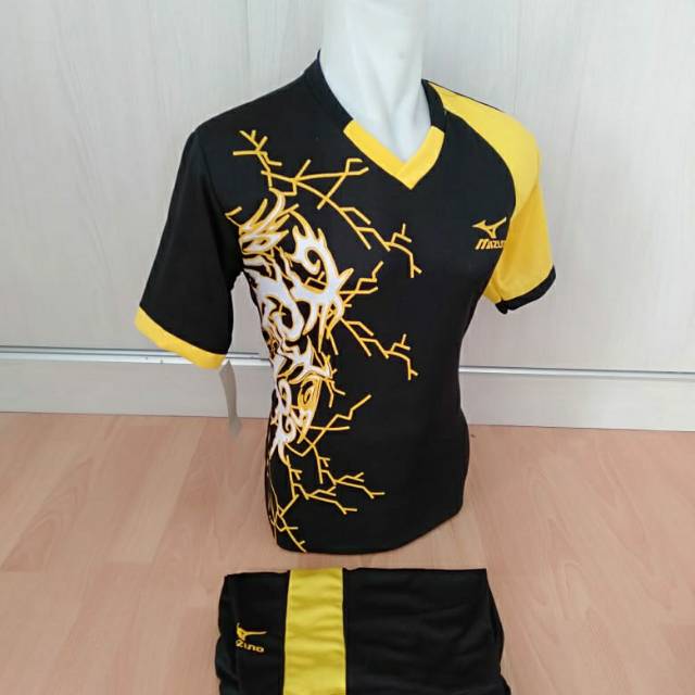 Baju Volly / Voli Kaos Tim Mizuno Hitam Kuning
