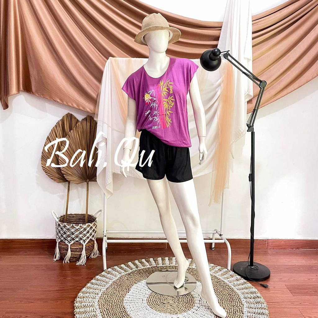 Baju Atasan Kaos Bambu Bali XL Kain Halus-UNGU MUDA
