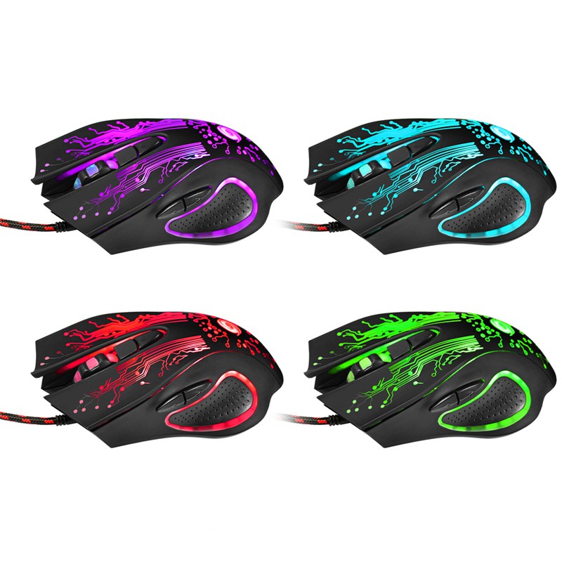 Mouse Gaming USB 3200 DPI LED RGB Gaming Mouse Hitam X9 Hight Accuracy Kabel USB