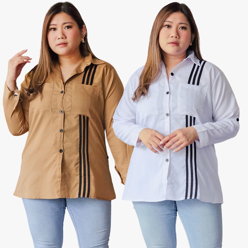 ARENA - Kemeja Jumbo List Lengan Panjang Wanita