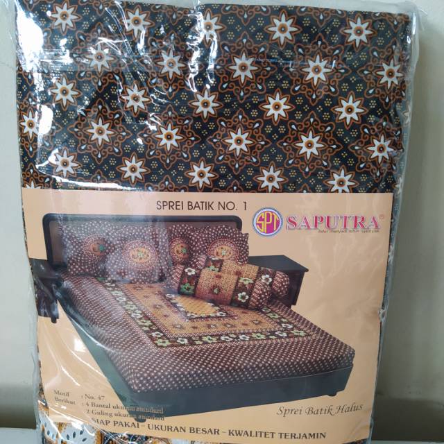 Sprei batik Saputra,ukuran 180x200cm terdiri dari 4 sarung bantal 2 sarung guling
