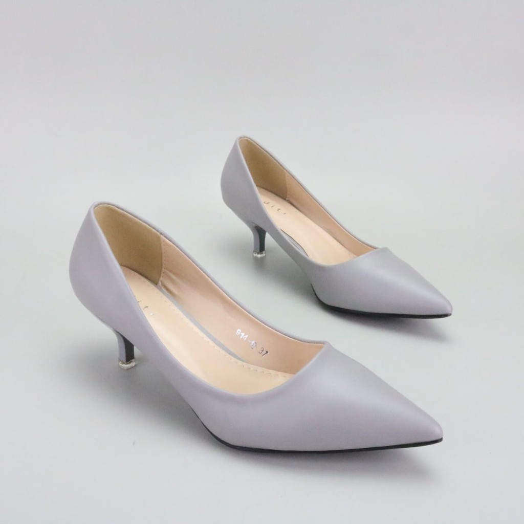 Vinz Shoes - [ 6 Warna ] Viditi Esme Doff Sepatu Import Wanita Heels Prewed Wedding Nikah-GREY
