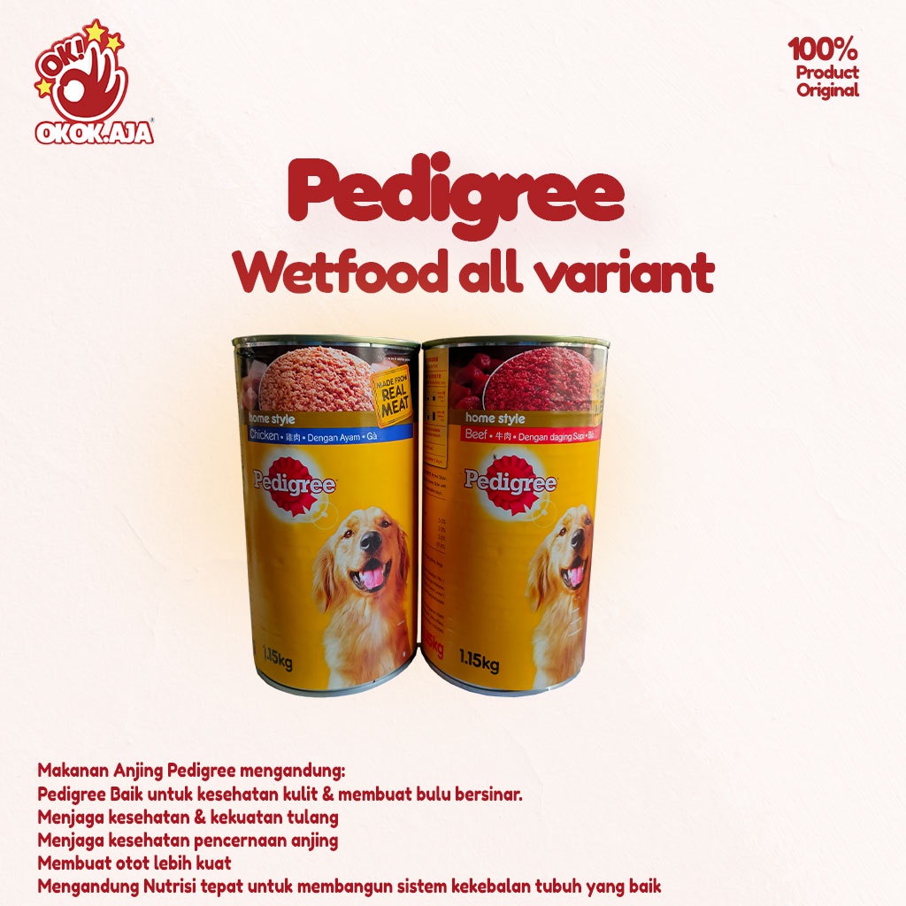 Makanan Anjing basah premium PEDIGREE Kaleng 1,15kg - Premium Dogfood murah