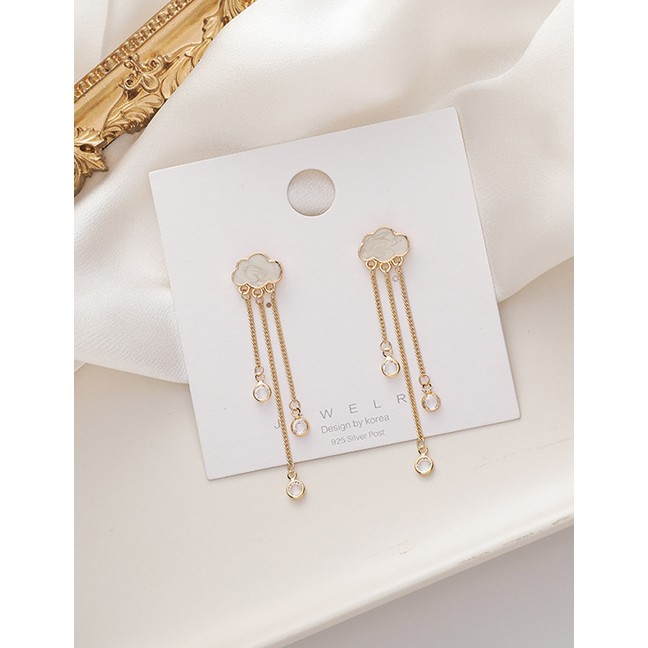 Fashion Gold Color Cloud Tassel Long Alloy Earrings P09500