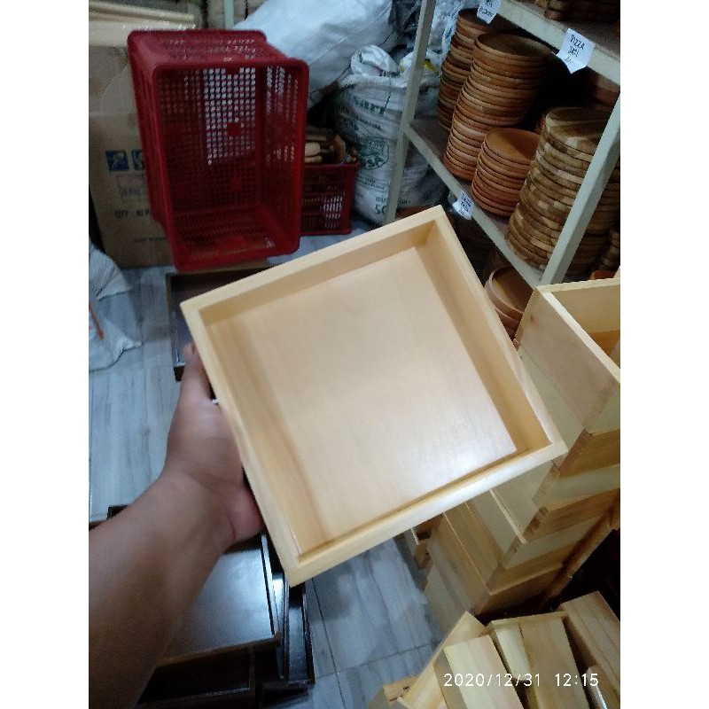 Baki Kayu / Tray Kayu / Nampan Kayu ukuran 20 x 20 x 5 Cm