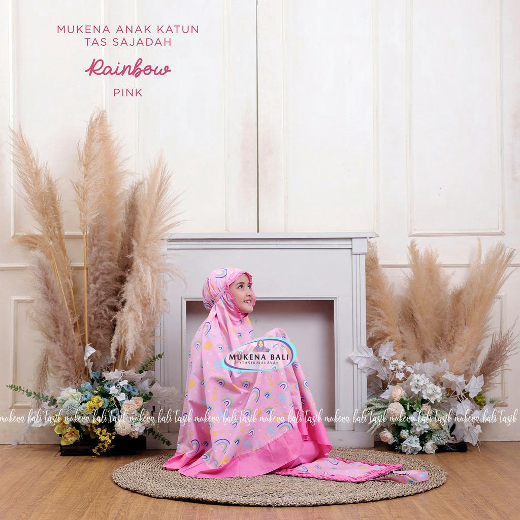 MUKENA BALI TASIK - MUKENA ANAK KATUN RAINBOW PINK (TAS SAJADAH)